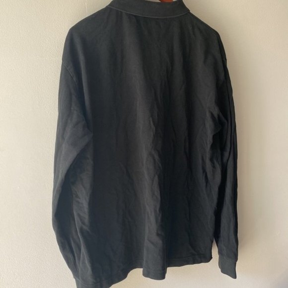 Kappa Men Solid Black Long Sleeve Pull Over Polo Shirt Size XXL - Picture 7 of 8